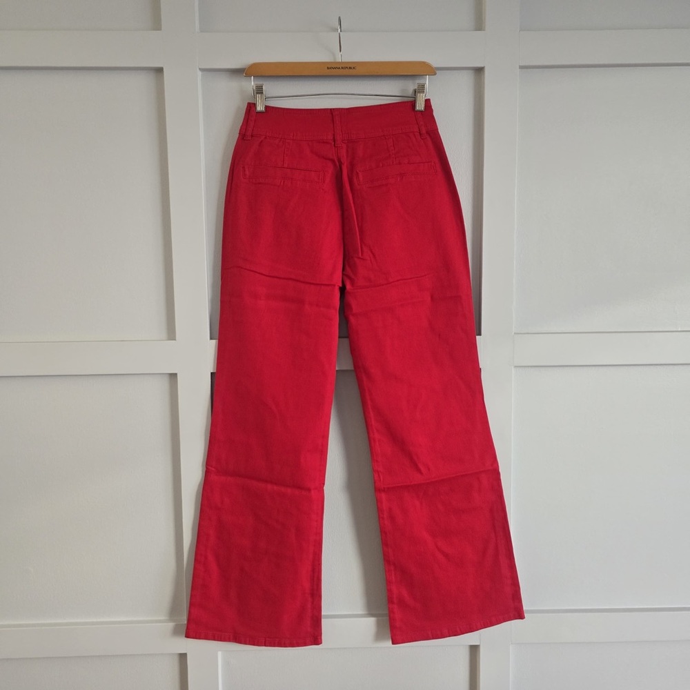 Chic Red Wide Leg Dress Pants - Picture 3 of 7